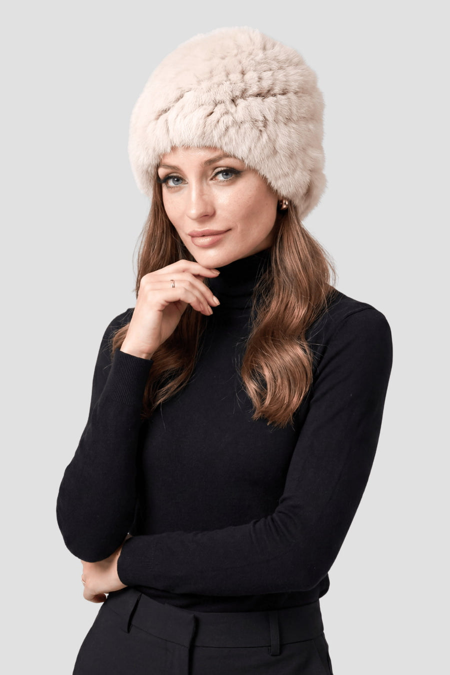 Bonnet fourrure femme crème Héritage fourrure