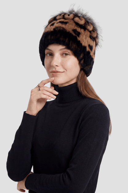 Bonnet fourrure femme léopard Héritage fourrure