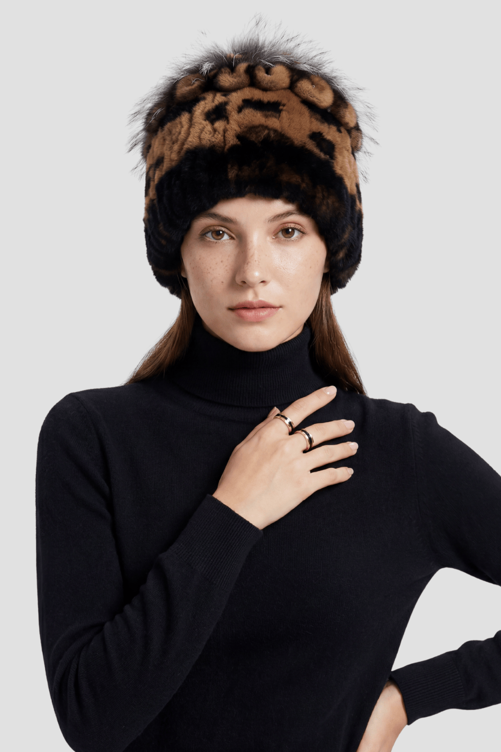 Bonnet fourrure femme léopard Héritage fourrure
