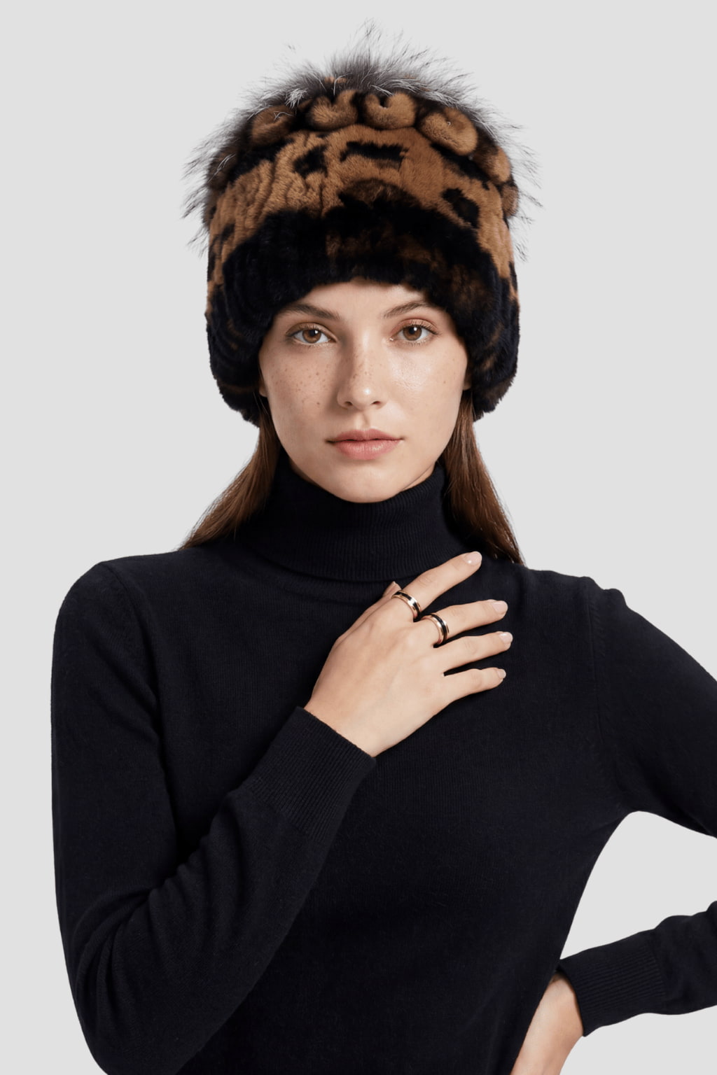 Bonnet fourrure femme léopard Héritage fourrure