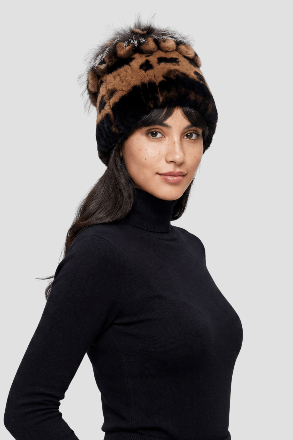 Bonnet fourrure femme léopard Héritage fourrure