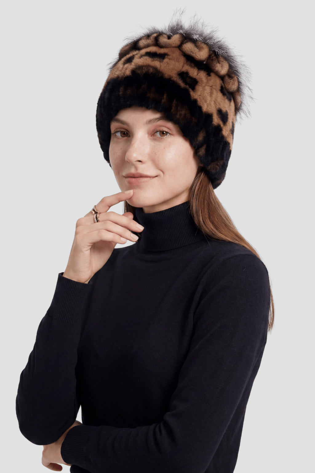 Bonnet fourrure femme léopard Héritage fourrure