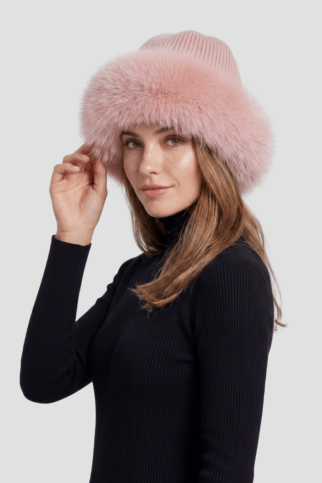 Bonnet fourrure femme rose Héritage fourrure