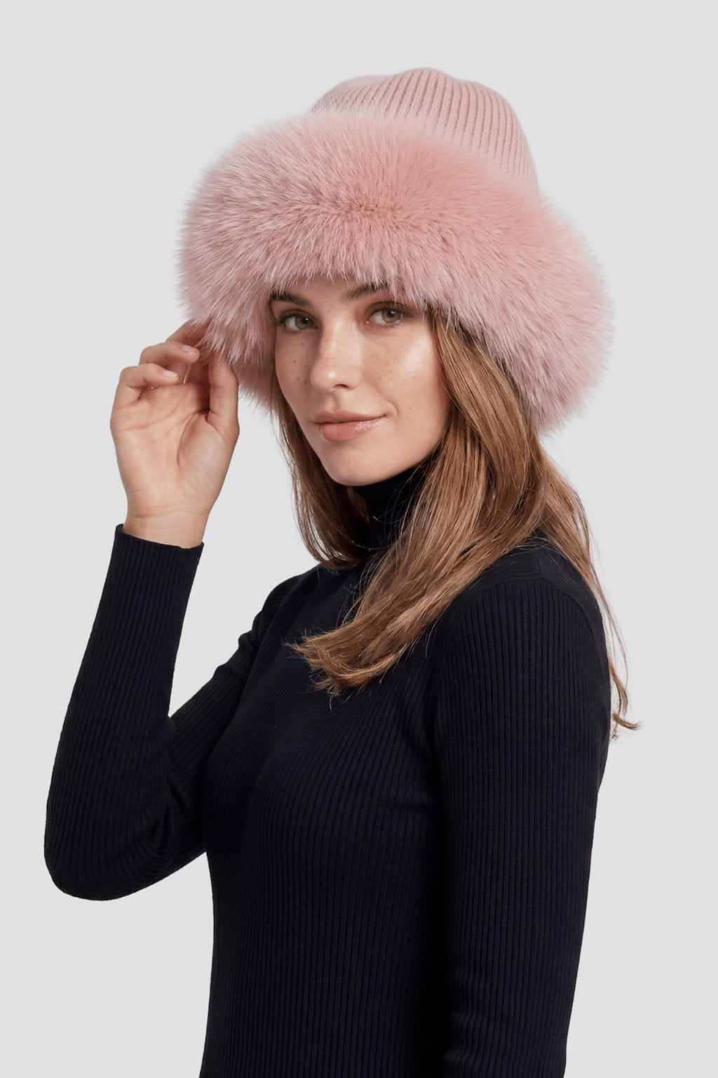 Bonnet fourrure femme rose Héritage fourrure