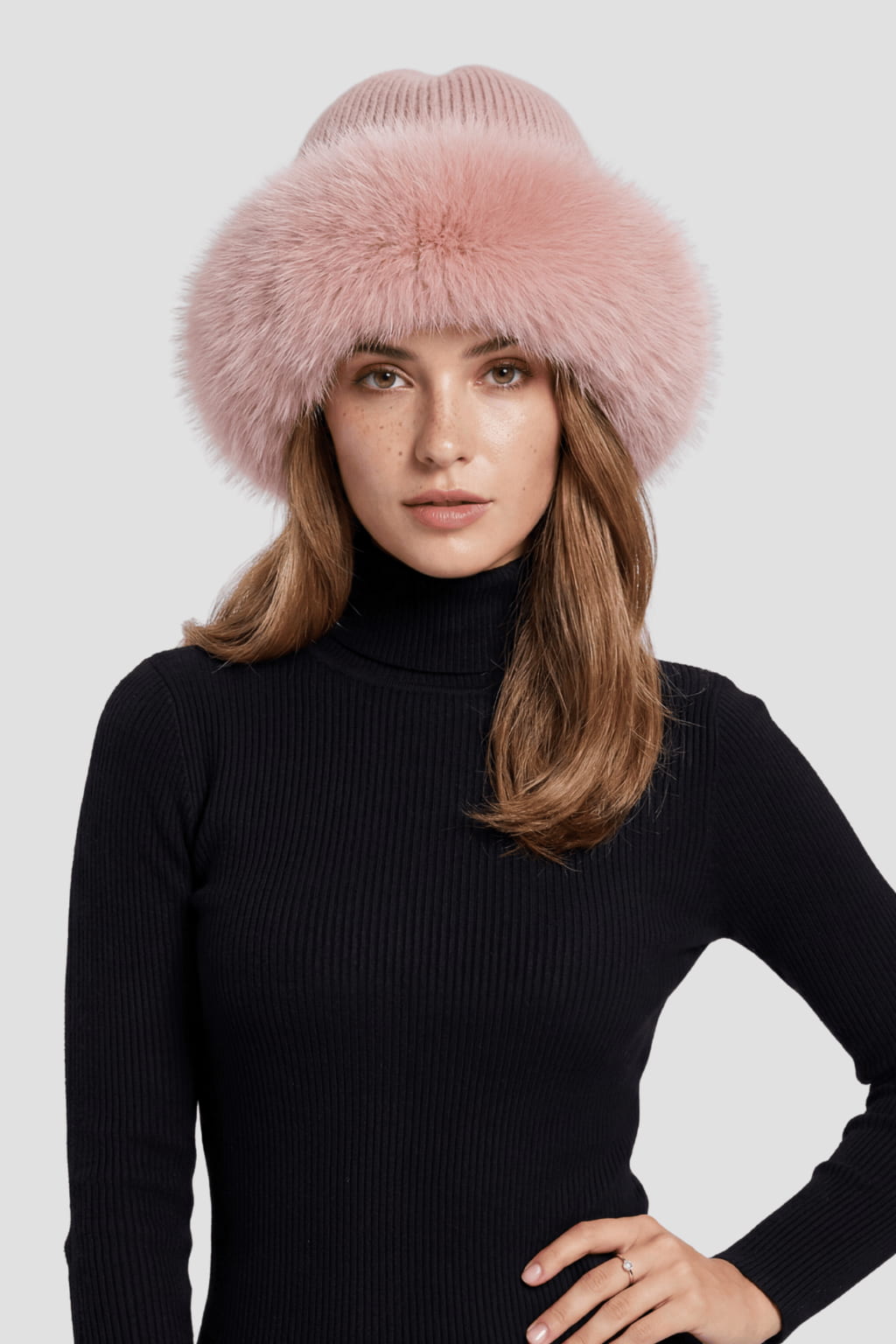 Bonnet fourrure femme rose Héritage fourrure