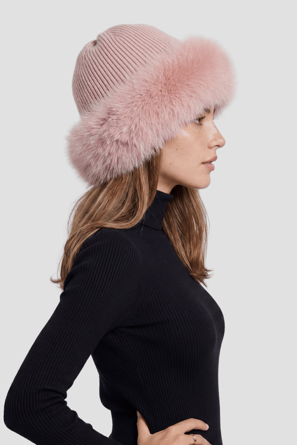 Bonnet fourrure femme rose Héritage fourrure