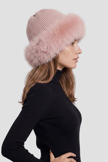 Bonnet fourrure femme rose Héritage fourrure