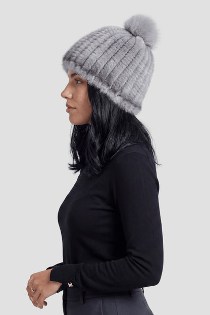 Bonnet fourrure gris Héritage fourrure