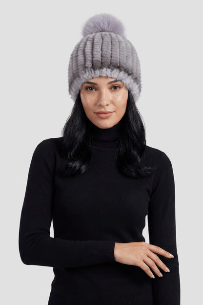 Bonnet fourrure gris Héritage fourrure