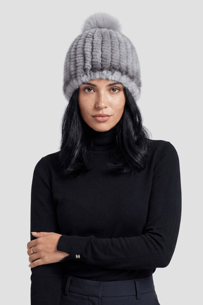 Bonnet fourrure gris Héritage fourrure