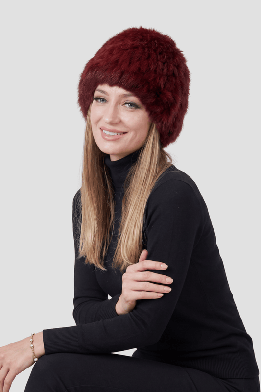 Bonnet fourrure rouge Héritage fourrure