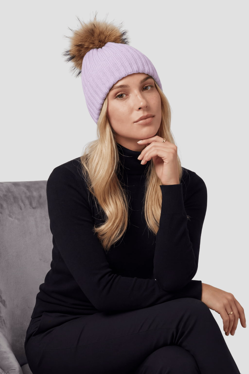 Bonnet fourrure violet Héritage fourrure