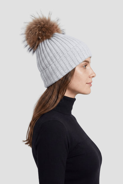 Bonnet pompon fourrure raccoon Héritage fourrure
