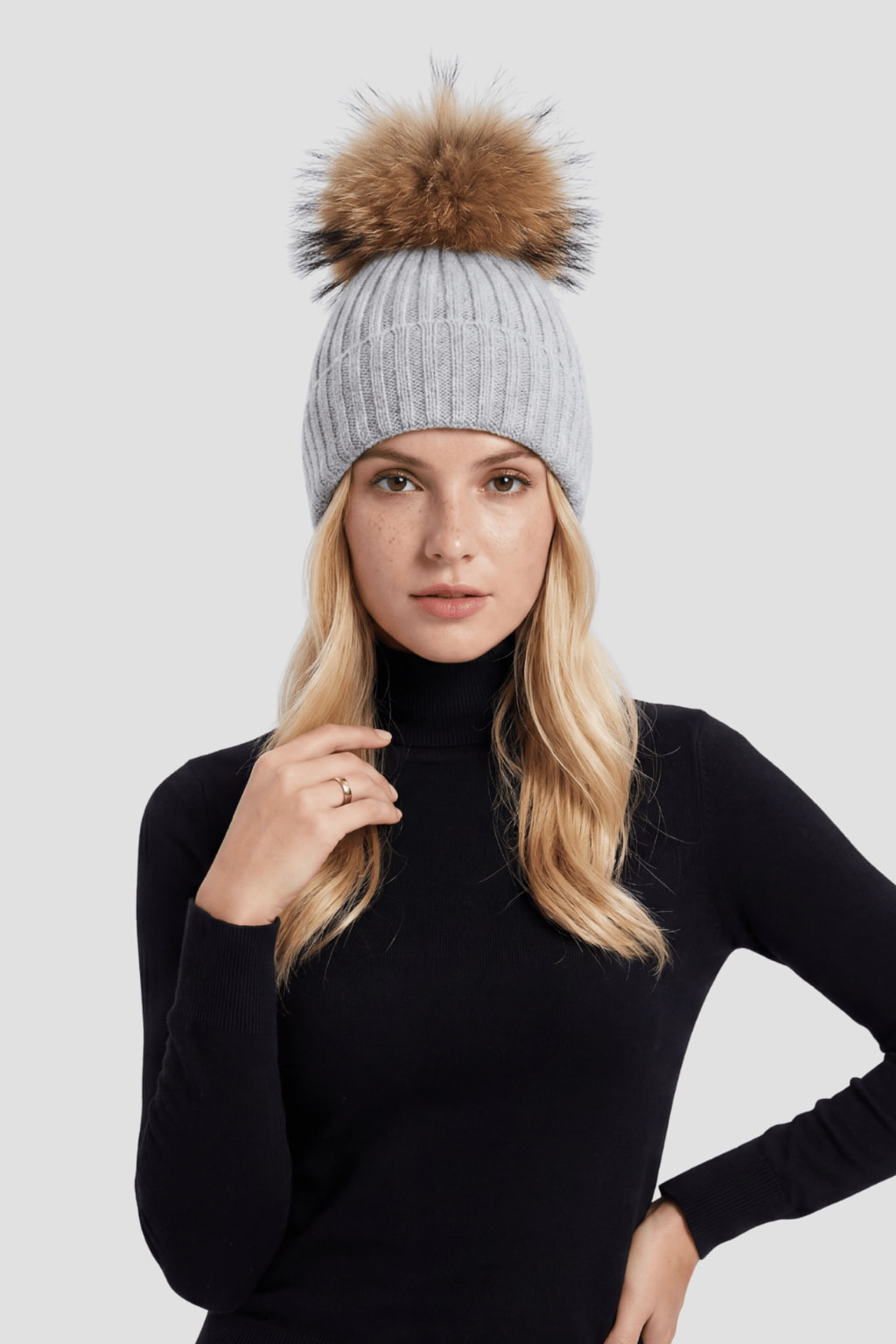 Bonnet pompon fourrure raccoon Héritage fourrure