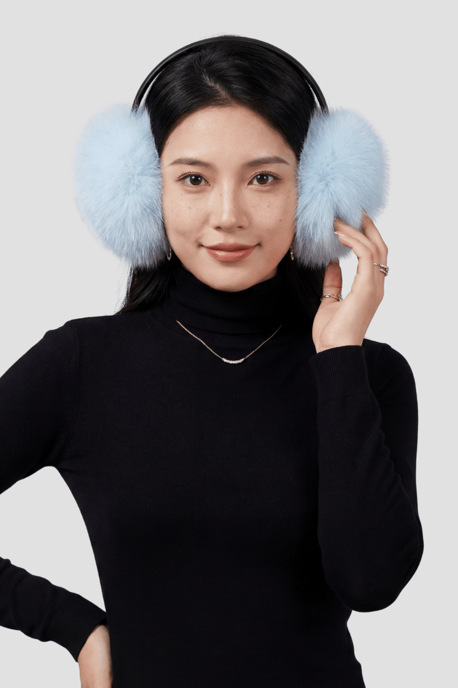 Cache-oreilles en fourrure bleu Héritage fourrure