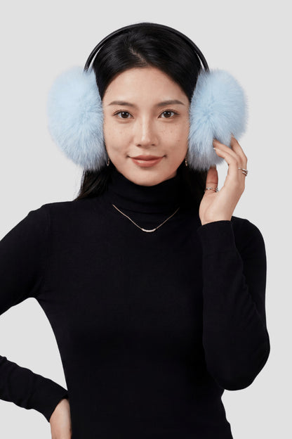 Cache-oreilles en fourrure bleu Héritage fourrure