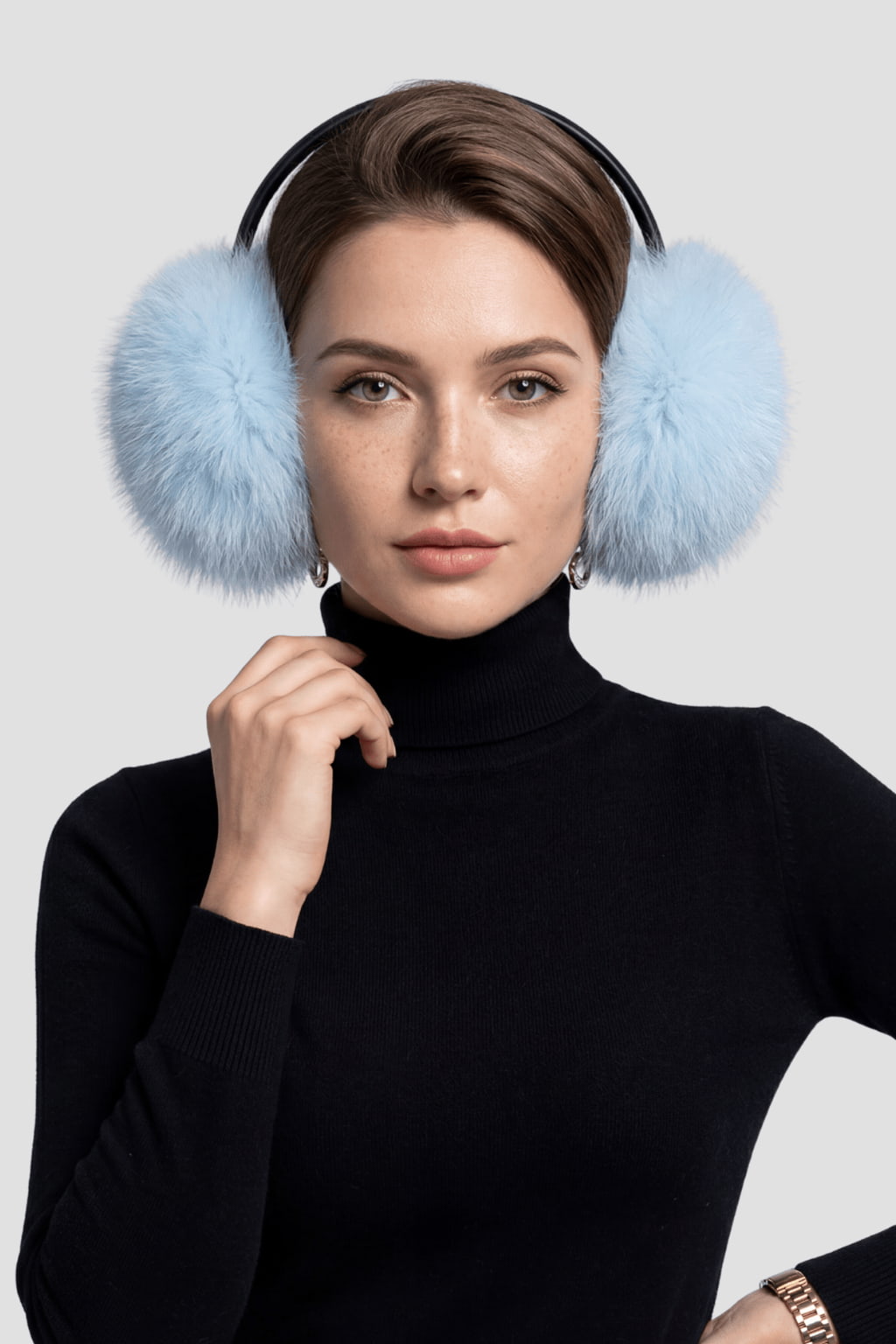 Cache-oreilles en fourrure bleu Héritage fourrure