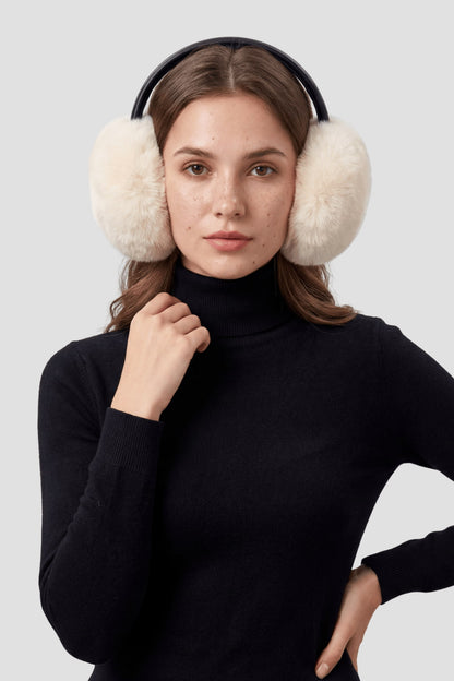 Cache-oreilles fourrure beige Héritage fourrure