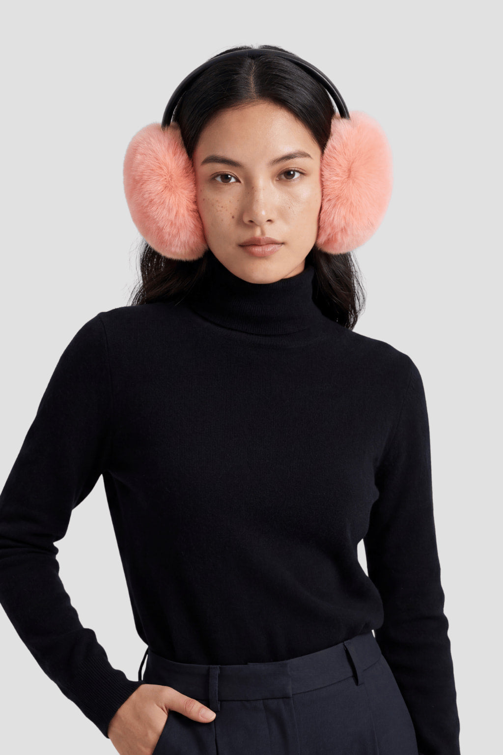Cache-oreilles fourrure rose Héritage fourrure