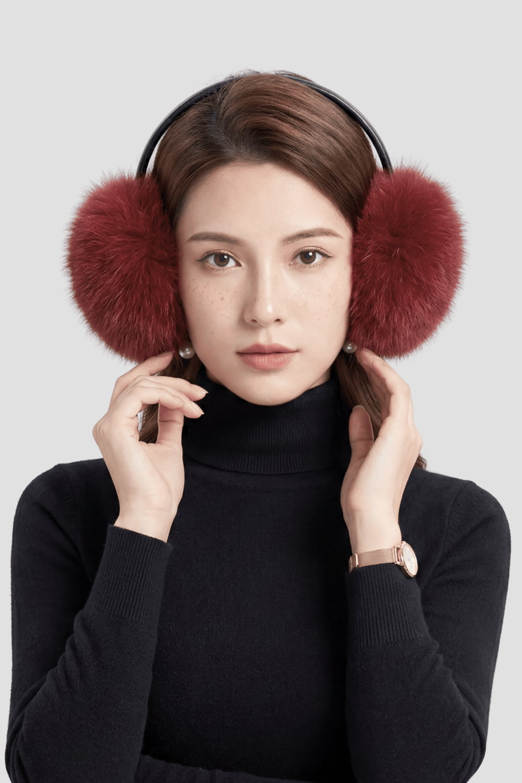 Cache-oreilles fourrure rouge Héritage fourrure