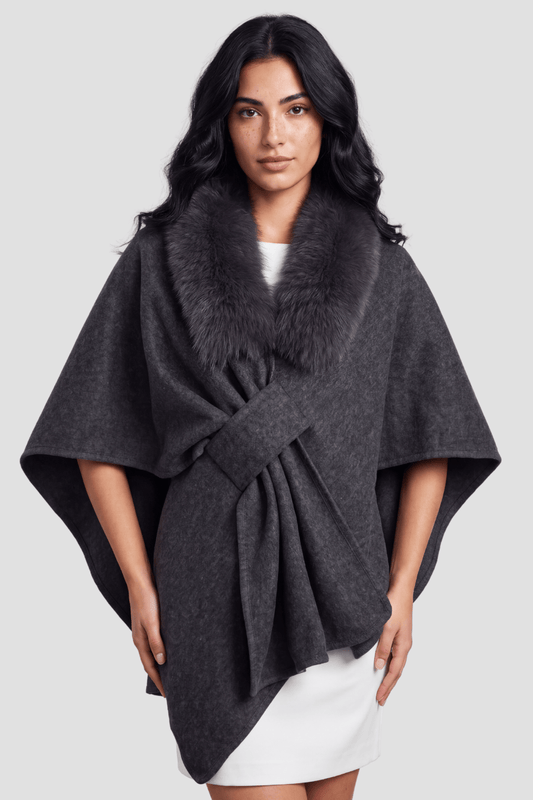Cape avec col fourrure femme Héritage fourrure