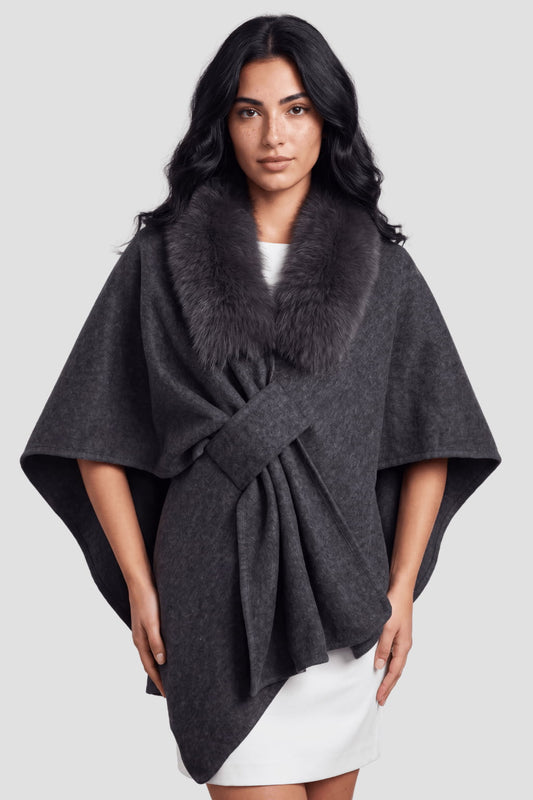 Cape avec col fourrure femme Héritage fourrure