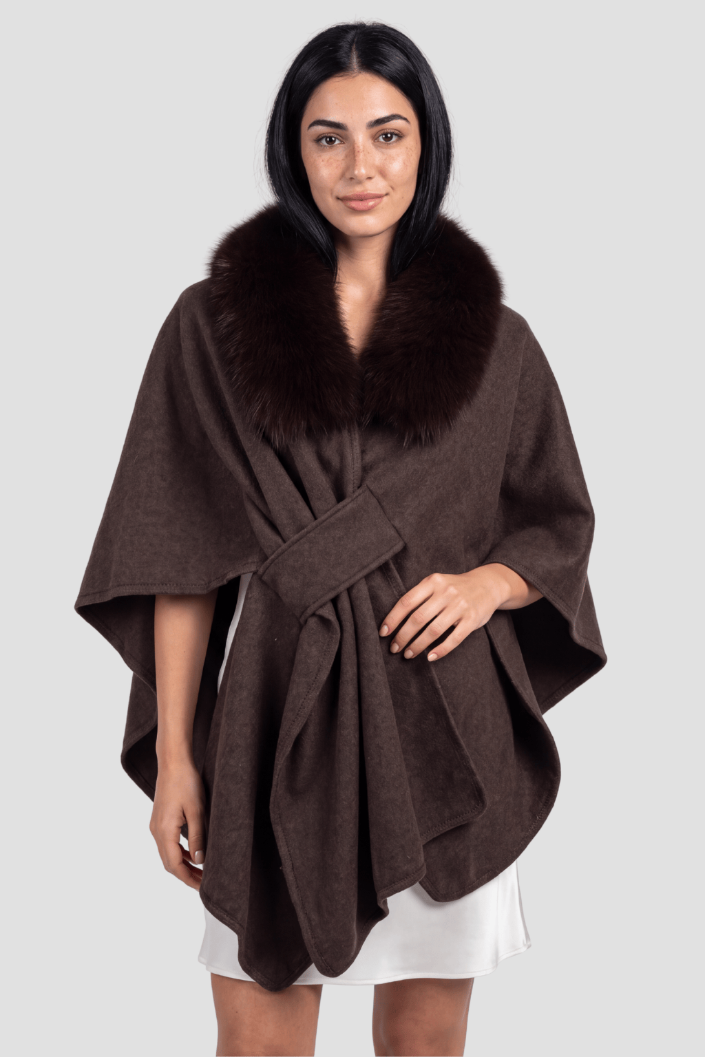 Cape en fourrure brune Héritage fourrure