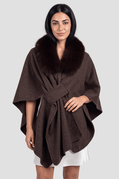 Cape en fourrure brune Héritage fourrure