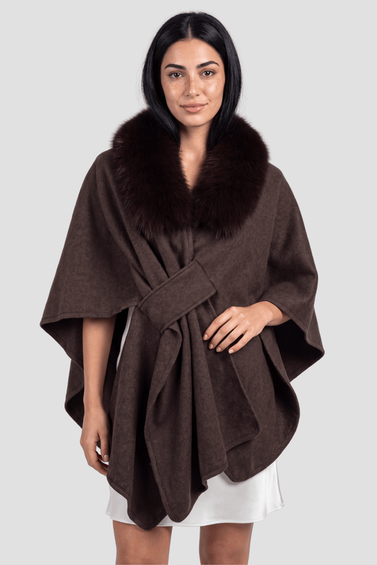 Cape en fourrure brune Héritage fourrure