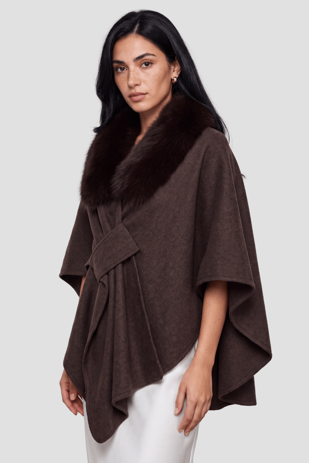 Cape en fourrure brune Héritage fourrure
