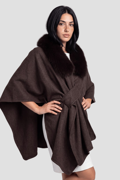 Cape en fourrure brune Héritage fourrure