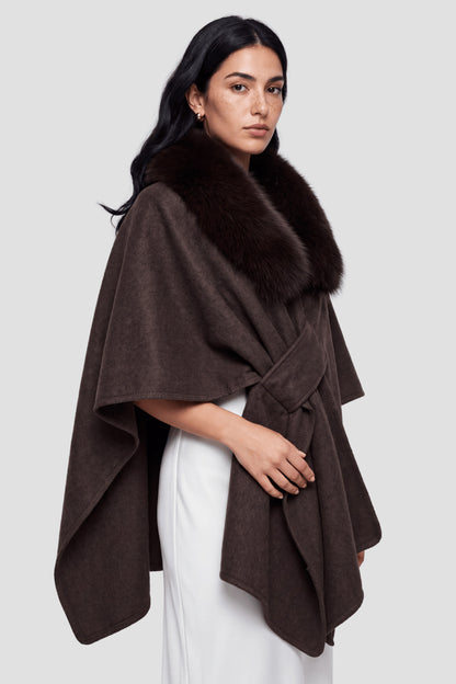 Cape en fourrure brune Héritage fourrure