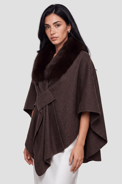 Cape en fourrure brune Héritage fourrure