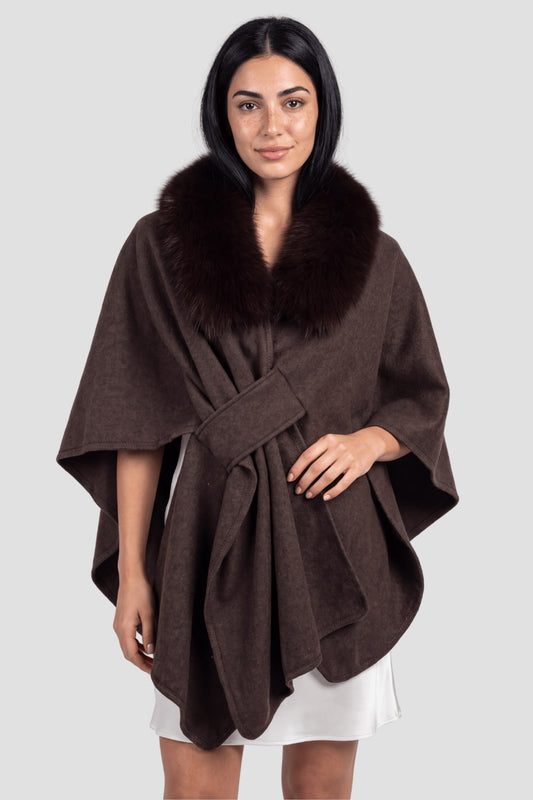 Cape en fourrure brune Héritage fourrure