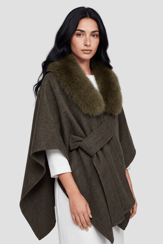 Cape fourrure femme kaki Héritage fourrure