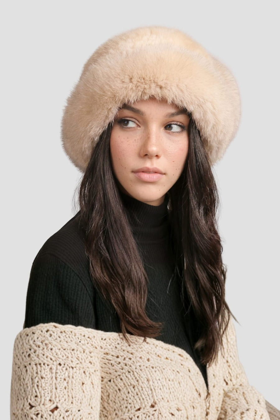 Chapeau fourrure beige Héritage fourrure
