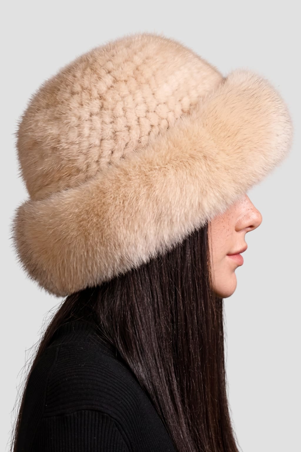 Chapeau fourrure beige Héritage fourrure