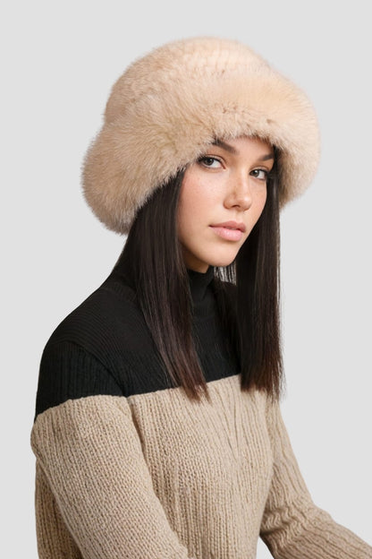 Chapeau fourrure beige Héritage fourrure