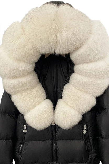 Doudoune à capuche en fourrure femme blanc Héritage fourrure