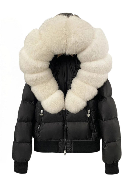 Doudoune à capuche en fourrure femme blanc Héritage fourrure
