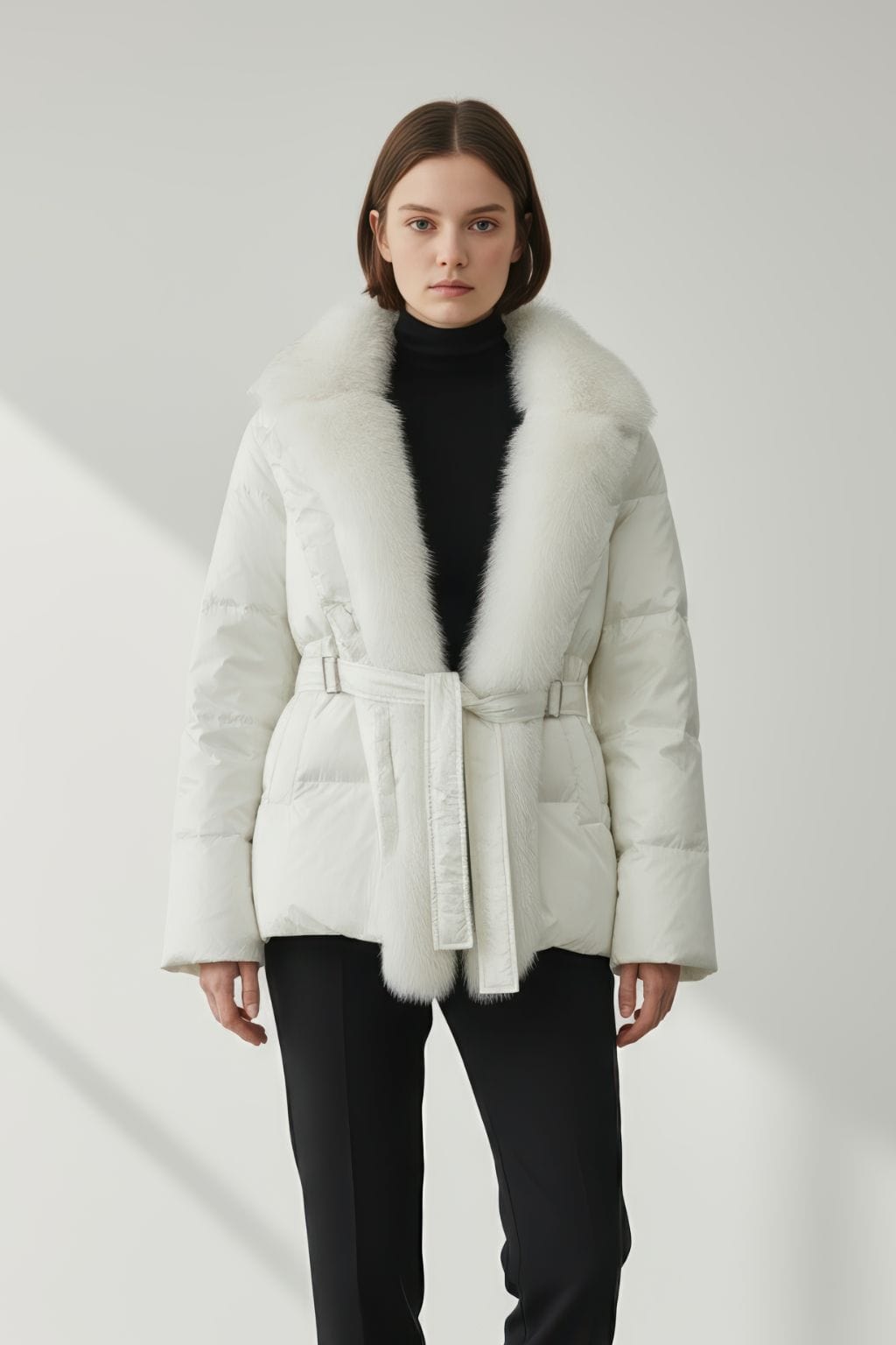 Doudoune à fourrure longue blanche Héritage fourrure