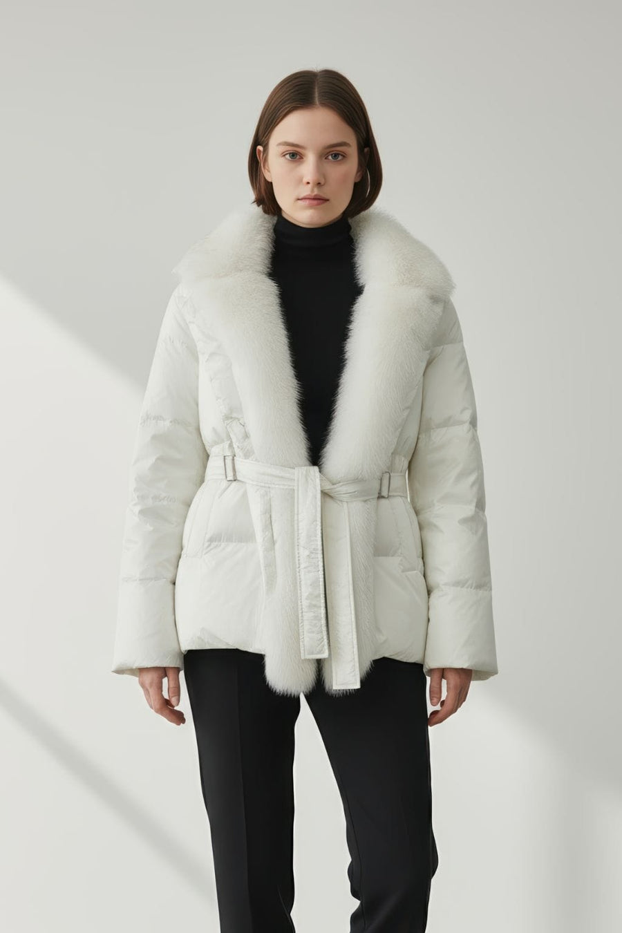 Doudoune à fourrure longue blanche Héritage fourrure