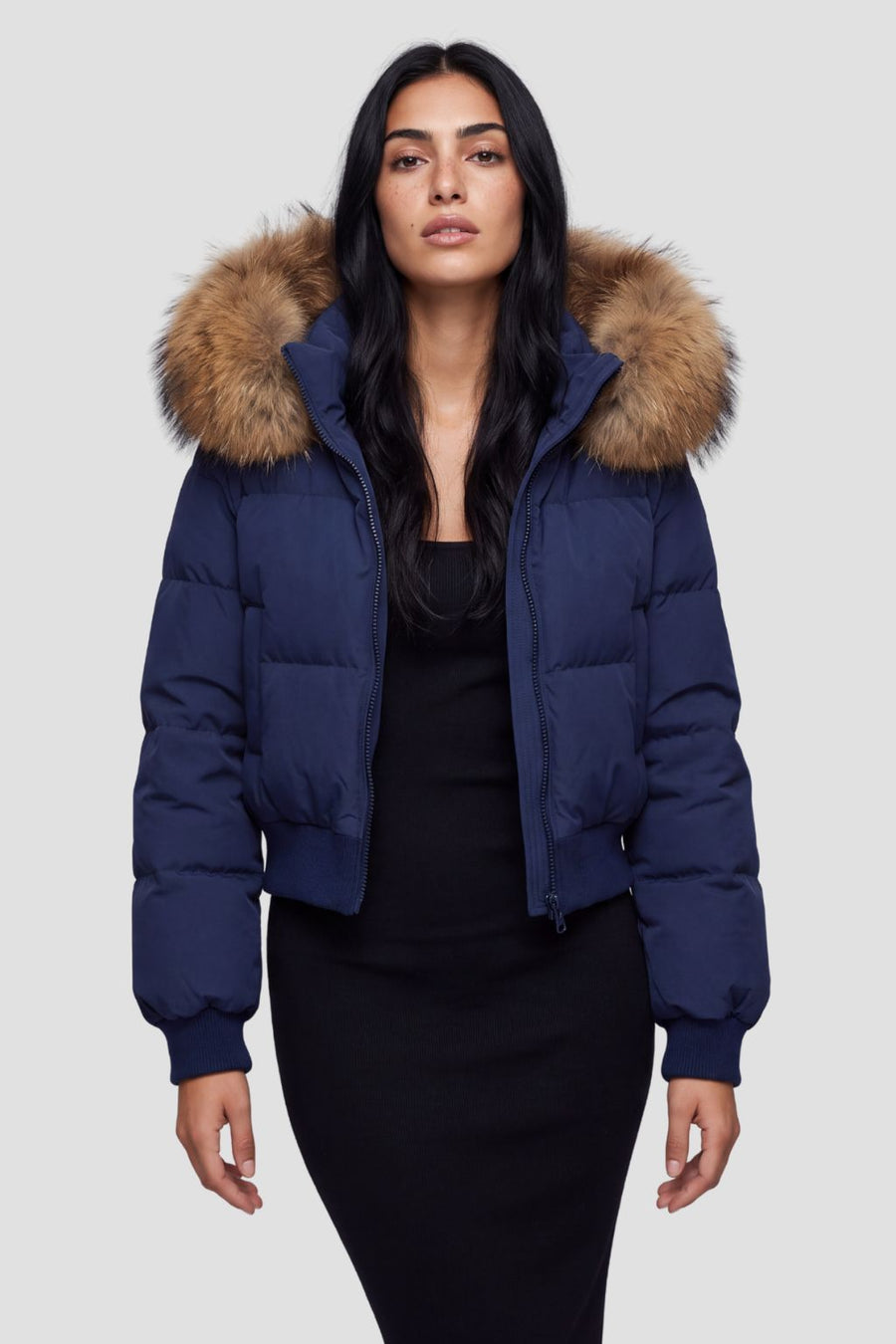 Doudoune bleu fourrure femme Héritage fourrure