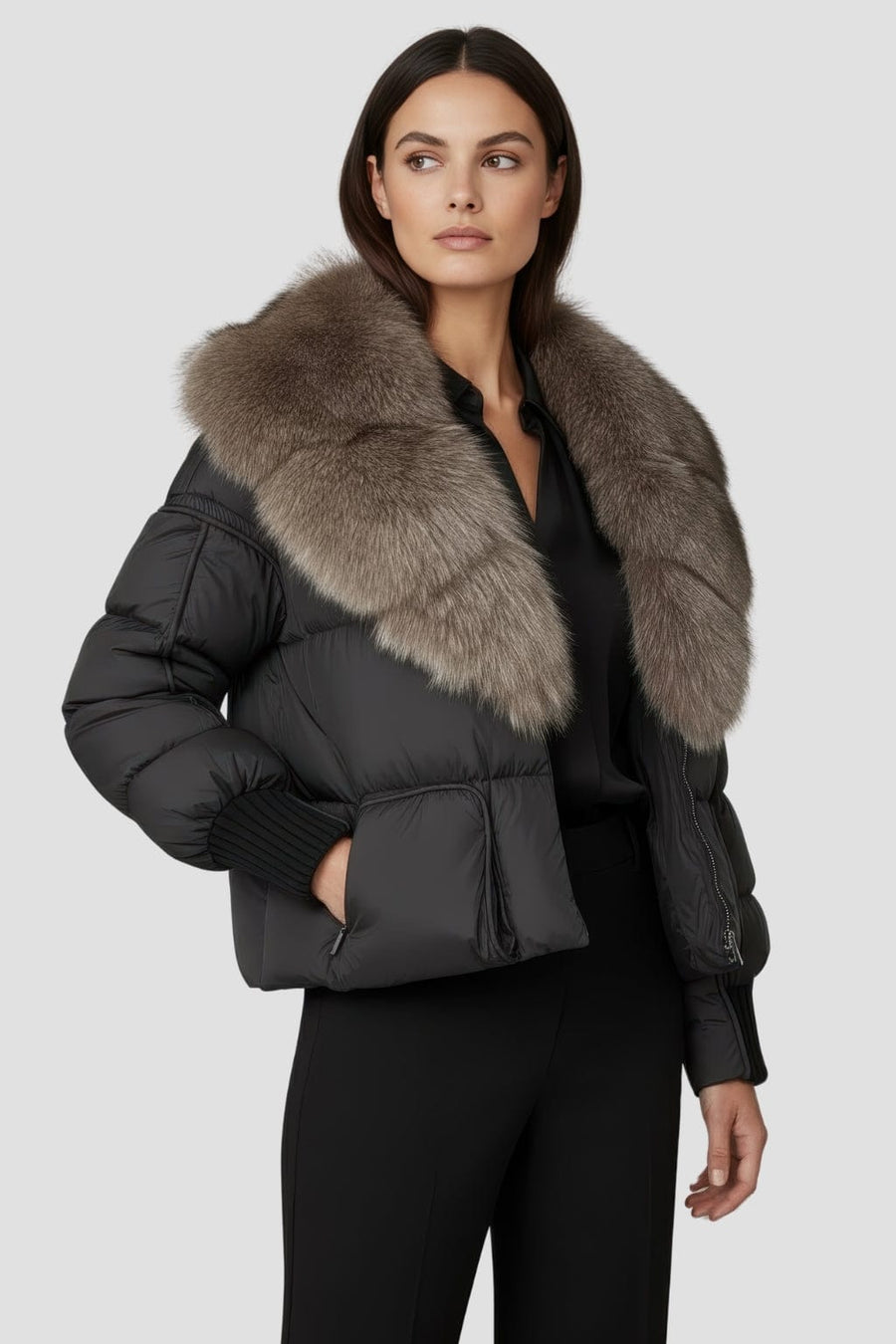 Doudoune col fourrure femme Héritage fourrure