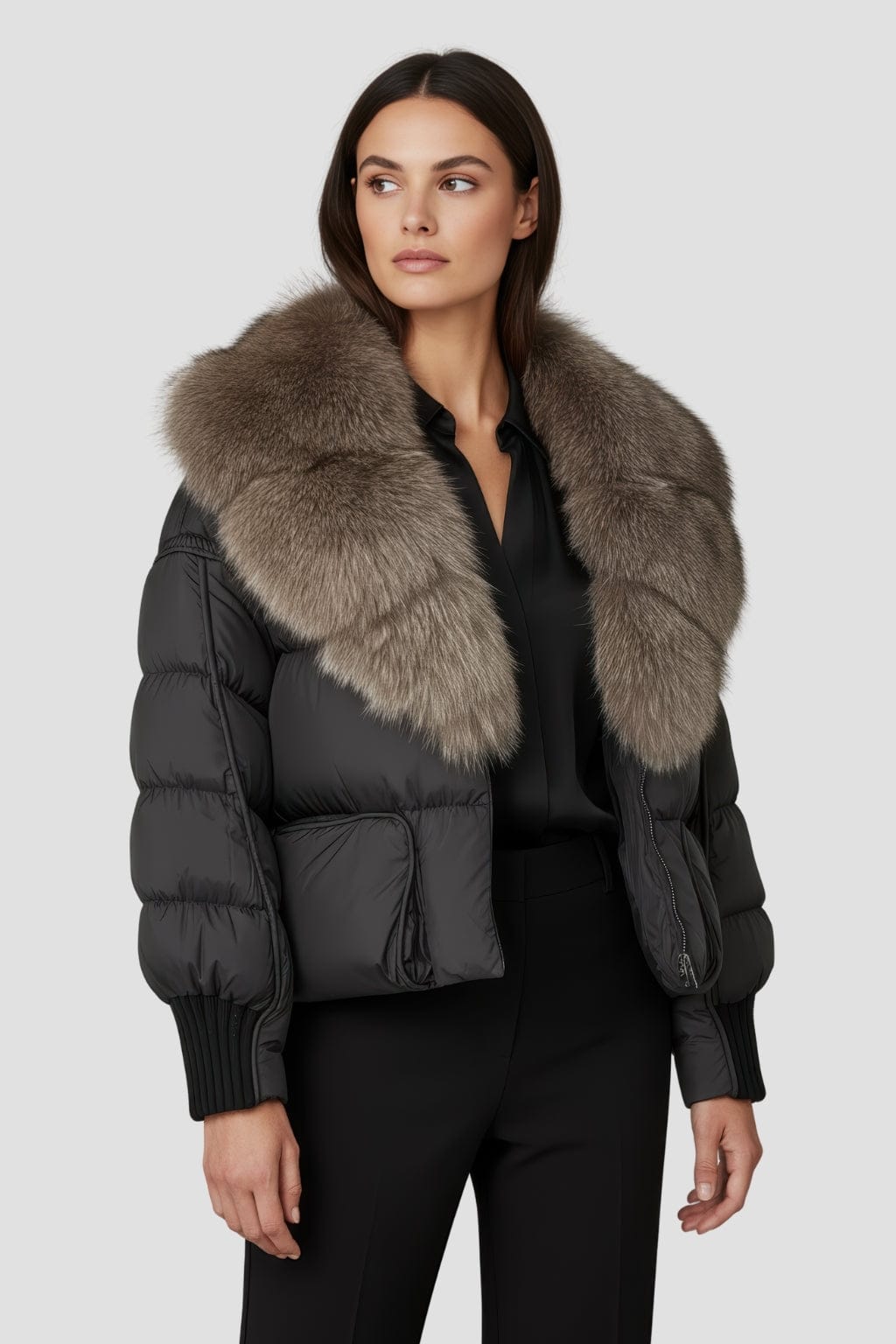 Doudoune col fourrure femme Héritage fourrure