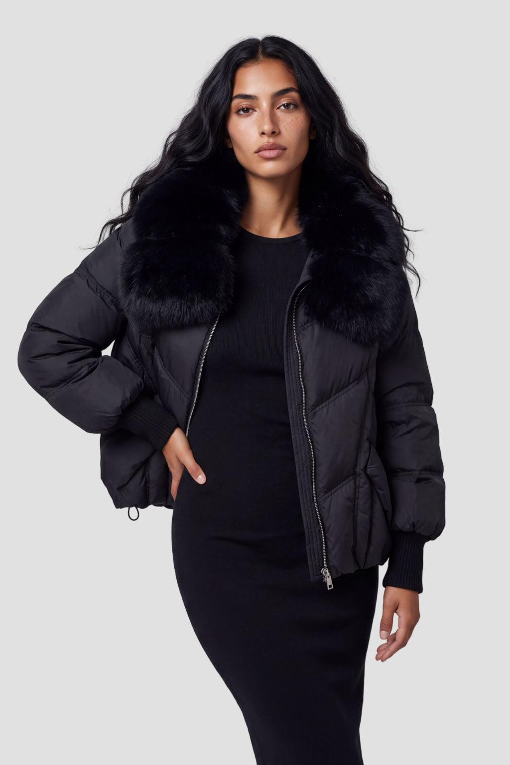 Doudoune col fourrure femme Héritage fourrure