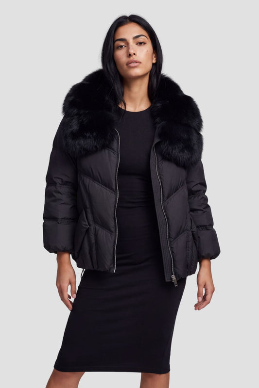 Doudoune col fourrure femme Héritage fourrure