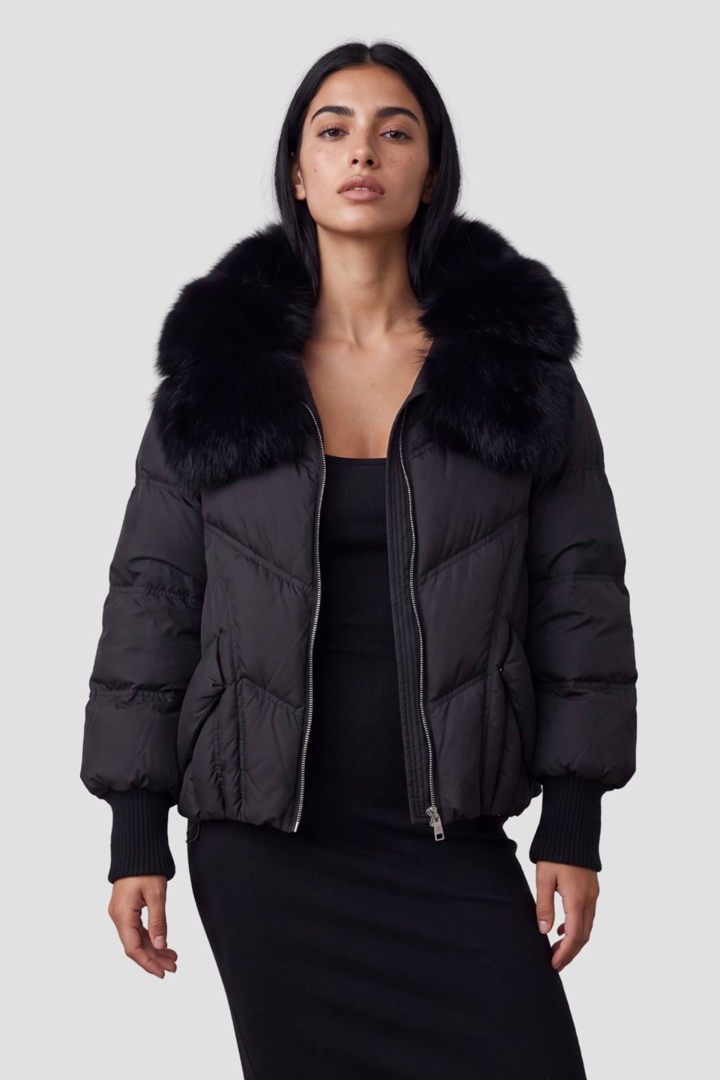 Doudoune col fourrure femme Héritage fourrure