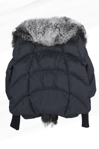 Doudoune col fourrure femme gris Héritage fourrure