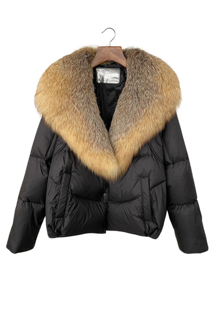 Doudoune col fourrure femme marron Héritage fourrure